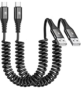 Coiled USB C Cable 2pack 3.3ft, USB A to USB C Cable for Car, Fast Charger Cord for iPhone 17 16 ...