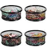 DANRONG Paper Clip Holder for Desk, Mesh Paperclip Dispenser Organizer for Home Office School, Bl...