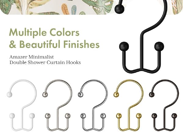 Amazer 12PCS Minimalist Simple Double Shower Curtain Hooks