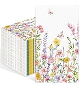 IANFEPH 100 Pcs Floral Paper Napkins 3 Ply Disposable Wildflower Napkins Decorative Dinner Napkin...