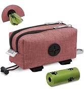 VOXGET Dog Poop Bag Holder for Leashes, Dog Waste Bag Dispenser with 2 Zipper Pockets and Clip fo...