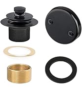 Matte Black Lift & Turn Tub Trim Set with Two-Hole Overflow Faceplate and No Putty Gasket, Bathtu...