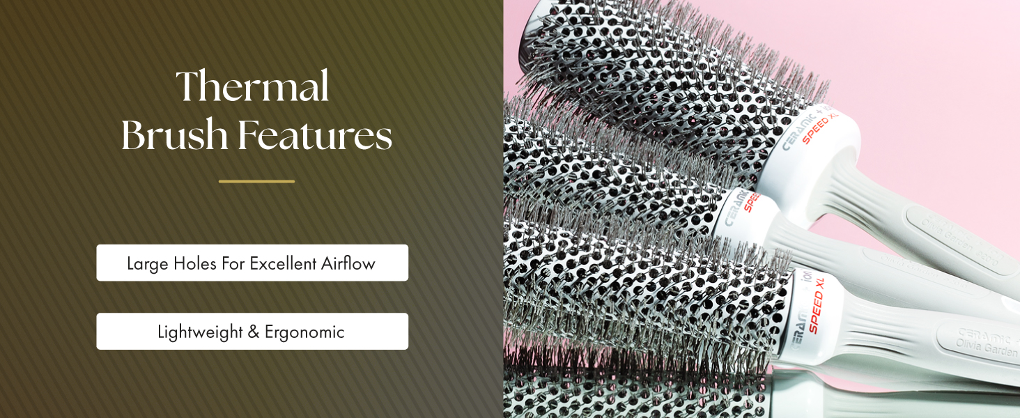 Image of four ion brushes with text reading large holes for excellent airflow.
