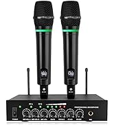 LiNKFOR UHF Handheld Rechargeable Microphone System, All Metal Dual Cordless MIC with Bluetooth, ...