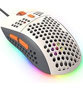 KUIYN 383 PRO M8 Ultralight Wired Gaming Mouse, Lightweight Honeycomb Shell, 6 RGB Breathing Back...