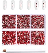 Beadsland 7200pcs Flatback Rhinestones,Light Red Rhinestones Nail Gems Round Crystal Rhinestones ...