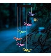 Solar Dragonfly Wind Chimes Outdoor, for mom,Grandma Gifts,Birthday Gifts for Women,Gifts for Sis...