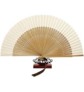 EOSAU Hand Fans for Women Foldable - Bamboo Silk Folding Fan Handheld, Fans for Line Dancing Wedd...