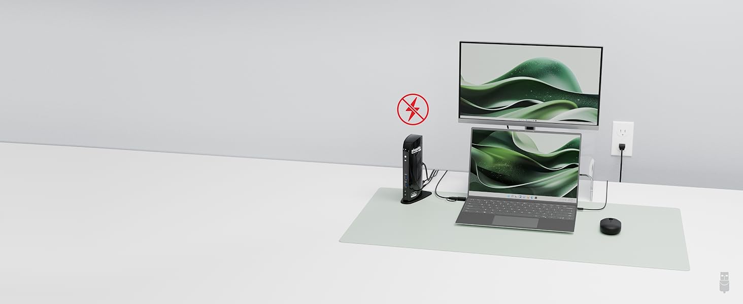 The usb a docking station adds ports for peripherals & dual monitors but does not support charging.