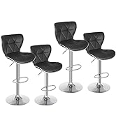 SUPER DEAL Counter Height Bar Stools Setof 4, Modern PU Leather Swivel Adjustable Bar Stool for K...