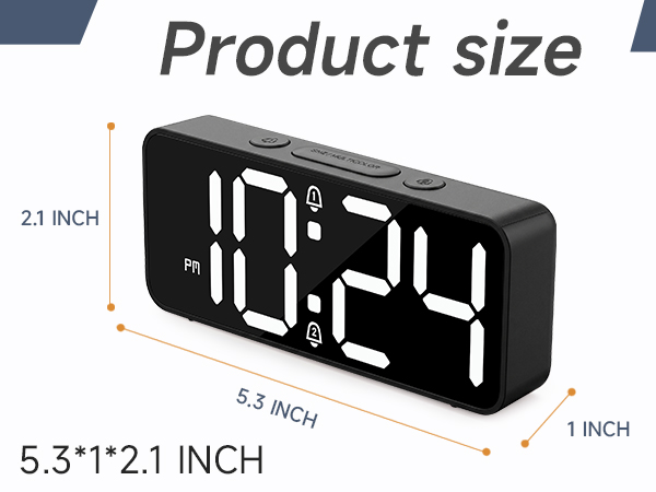 small digital alarm clock compact size for bedroom travel bedside desk dorm shelf tiny
