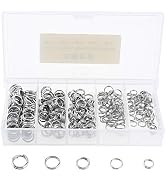 OriGlam 250pcs Multiple Sizes Round Stainless Steel Fishing Split Rings, Metal Solid Circle Lure ...