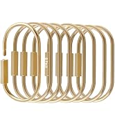 8 Pcs Locking Carabiner Key Rings for Keys,Gold Carabiner Keychain Clip,Screw Lock Keychain Organ...