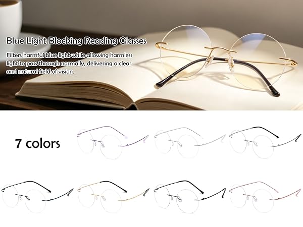 lightweight round rimless reading glasses, rimless readers women