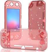 ECHZOVE Glitter Comfort Grip Case for Switch lite, Protective Hard Case for Switch lite - Coral