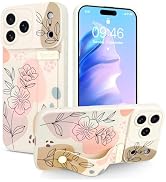 Jefonha Case for iPhone 17 Pro Max Silicone Phone Case with Strap for Women Girls Cute Floral Flo...