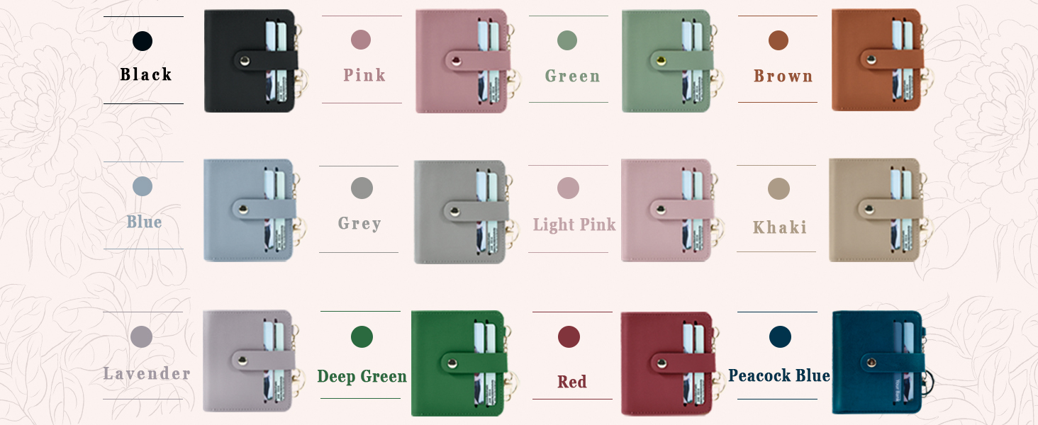 many colors: Black, Pink, Green, Brown, Blue, Grey, Light Pink, Khaki, Lavender, Red, Peacock Blue