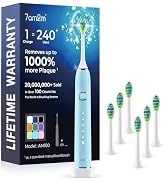 7AM2M Sonic Electric Toothbrush with 6 Brush Heads for Adults&Kids, One Charge for 120 Days, Wire...