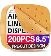 ReLuien 200PCS Air Fryer Liners Disposable, 8.5 Inch Unbleached Parchment Paper Squares, Precut S...