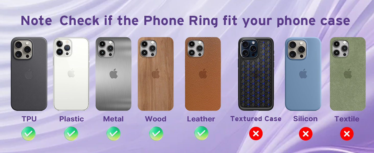 Transparent phone ring compatibility for TPU plastic leather phone case, not for silicone case
