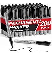 Taja (200 Counts) Permanent Markers, Fine Tip, Black, Quick-Drying and Fade-Resistant Bulk Marker...