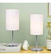 Lampwell Alee Small Table Lamp for Living Room as Bedside Table Lamp for Bedroom,Set of 2,White M...