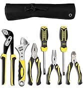 DOWELL Pliers Set 7-Pieces 10-Inch Groove Joint Pliers 8-Inch Adjustable Wrench Combination Plier...