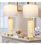 29" Coastal Seashell Table Lamp for Living Room Set of 2, Bedroom, Bedside Nightstand Lamp with N...