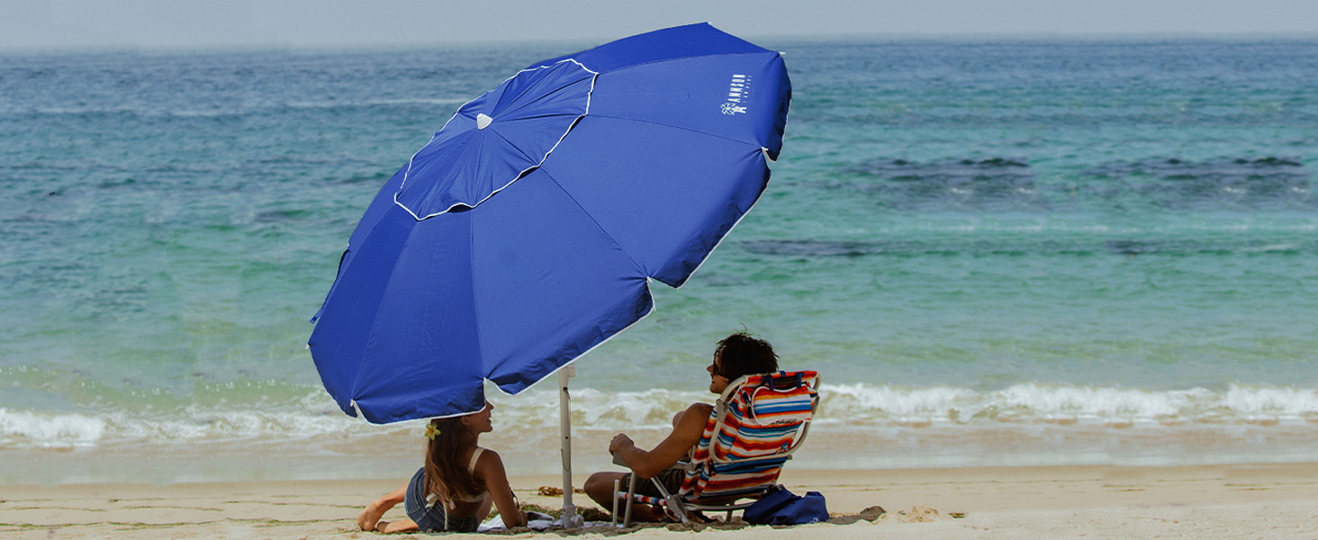 8ft beach umbrella 7ft AMMSUN large heavy duty with sand anchor portable convenient big large