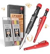 Nicpro Carpenter Pencil with Sharpener, CP3000 Carpenter Mechanical Pencils with 19 Refill, Deep ...