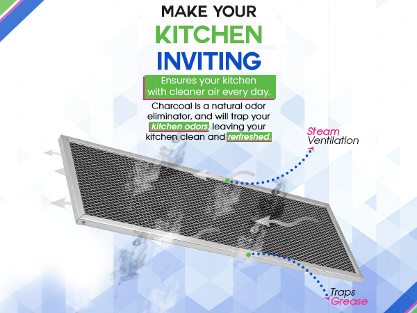 A Broan range hood carbon filter filters the air