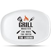 R HORSE Man Grill Platter Gift Dad BBQ Serving Tray Plate White Oval Serving Dishes Boyfriend Hus...