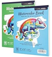 CONDA 9" x 12" Watercolor Paper, Pack of 2 (32 Sheets), 140 Pound(300gsm), Acid-Free Watercolor P...