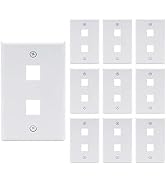 VCE 2 Port Keystone Wall Plate UL Listed (10-Pack), Single Gang Wall Plates for RJ45 Keystone Jac...