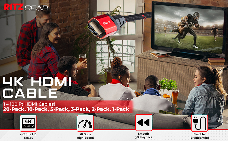 4K HMDI Cable, Ritz Gear, HDMI Cable