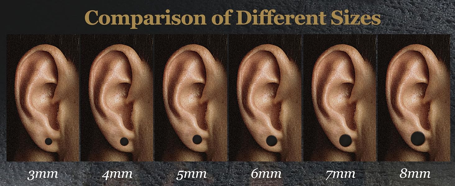 Black Stud Earrings for Men Women Faux Gauges Ear Tunnel Fake Gauge Earrings