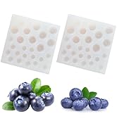 2 Pieces Blueberry Silicone Molds 25-Cavity 3D Fruit Molds for Gummy Nonstick Berry Silicone Mold...