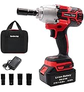 GardenJoy Cordless Power Impact Wrench, 21V Brushless Electric Impact Gun with 1/2"Chuck Max Torq...