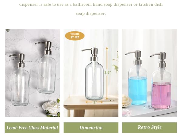 Elegant bathroom soap dispenser décor Glass soap dispenser with pump Clear Soap Dispenser with pump