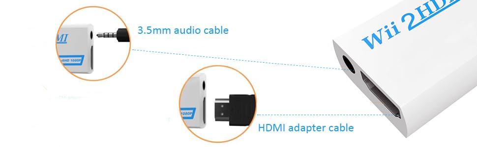 WII HDMI adapter with 3.5mm audio output