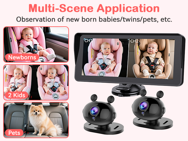 baby car camera for 2 kids