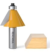 REKCKRUL 30 Degree Chamfer Router Bit with Bearing, 1/2 Inch Shank, 1 Inch Cutting Length, Carbid...