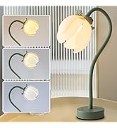 Flower Table Lamp,LED Bedside Reading Lamps Vintage Floral Night Light,3 Color Temperature Infini...