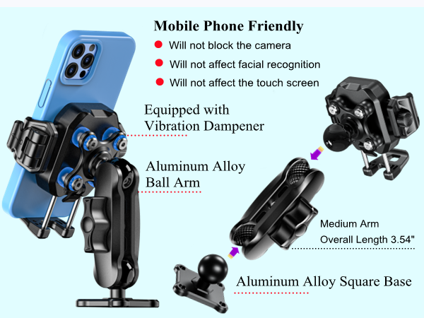 Phone mount holder with vibration dampener