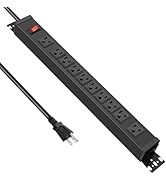 JUNNUJ Multi Angle Mount 10 Outlet Power Strip Heavy Duty, 2700J Surge Protector Under Desk with ...