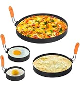 Hhyn Upgraded 4 Packs Egg Rings for Griddle Frying Eggs, Pancake Shapers with Orange Silicone Han...