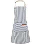 XLSXEXCL Stripes Kids Apron, Kids Cooking Aprons with 2 Pockets, Cute Kids Aprons for Cooking for...