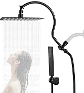 Fransiton All Metal 10 Inch Square Rain Shower Heads with Rectangular Handheld Spray Combo, Adjus...