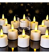 merrynights 12Pack Timer Tea Lights Candles Battery Operated, White Base | 6H Timer Built-in, Rea...