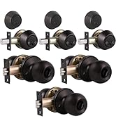 Brotima 3 Pack Exterior Door Knob and Deadbolt Set, Oil Rubbed Bronze Entry Door Lock Sets with D...